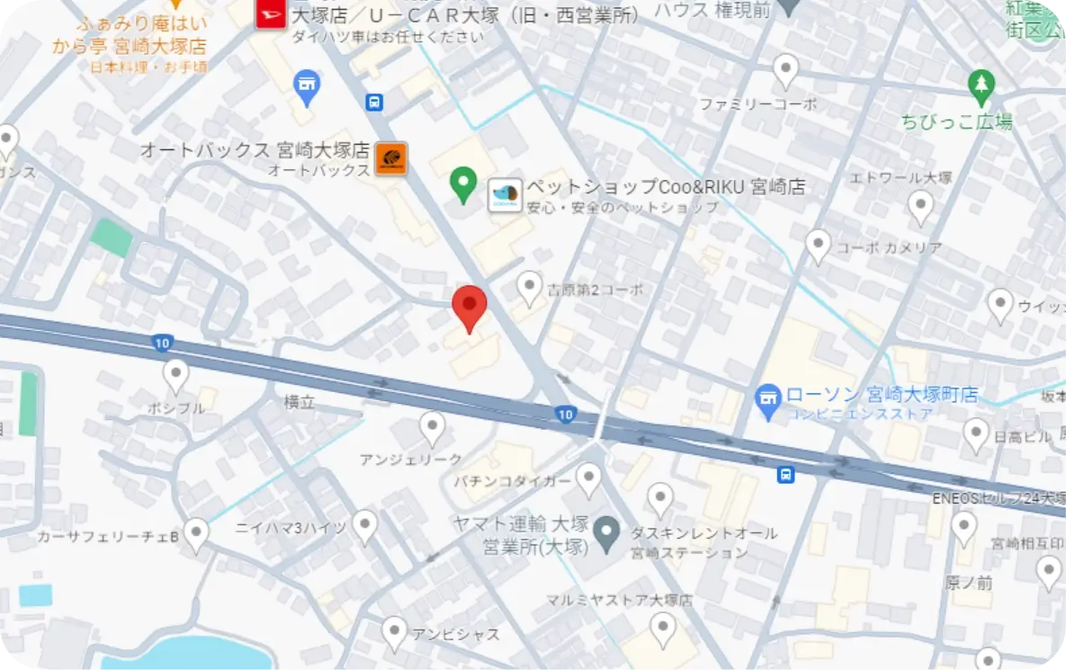 Honda Cars宮崎中央 大塚東店マップ