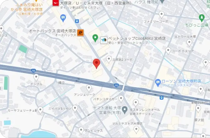 Honda Cars宮崎中央 大塚東店マップ