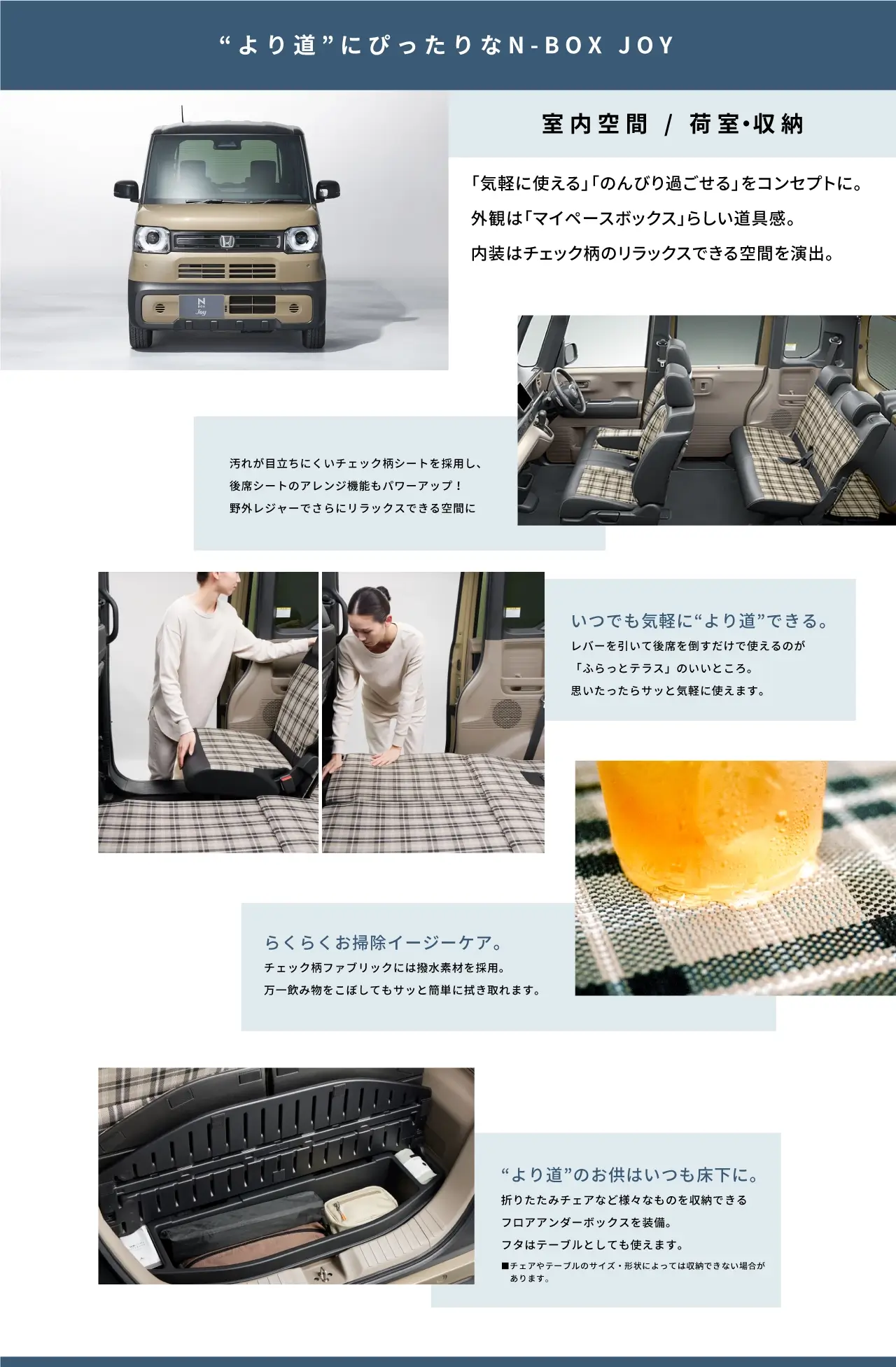 より道にぴったりなN-BOX JOYの室内空間、荷室・収納紹介