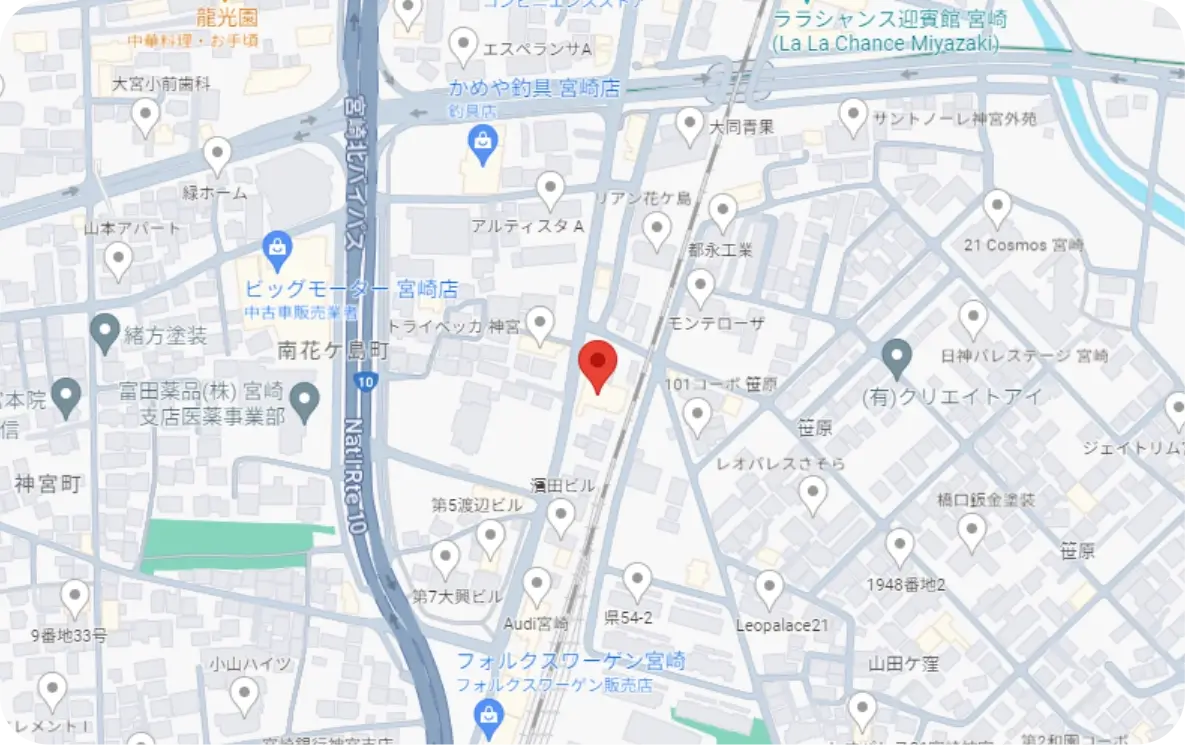 Honda Cars宮崎中央 神宮店マップ