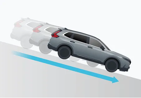 急勾配の下り坂を安定して走行しているイメージ